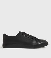 New Look Black Round Toe Lace Up Trainers